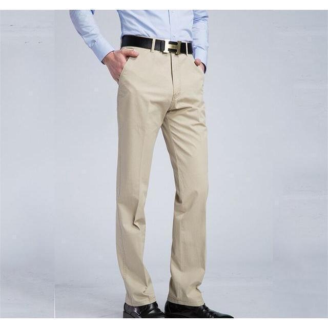 Men's Beige Slim Fit Dress Pants