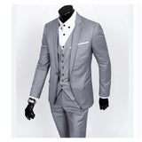 Men's Silver One Button Slim Fit Suit - Three Piece-Suit-Gentleman.Clothing