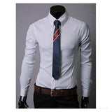 Men's White Slim Fit Dress Shirt-Shirt-Gentleman.Clothing