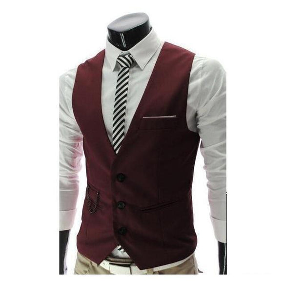 Men's Wine Slim Fit Vest-Vest-Gentleman.Clothing