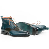 Paul Parkman Hand-Made Wingtip Ankle Boots Dual Tone Green & Blue-Shoes-Gentleman.Clothing