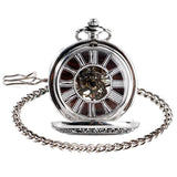 Silver Wooden Mechanical Hand Wind Pocket Watch-Watches-Gentleman.Clothing