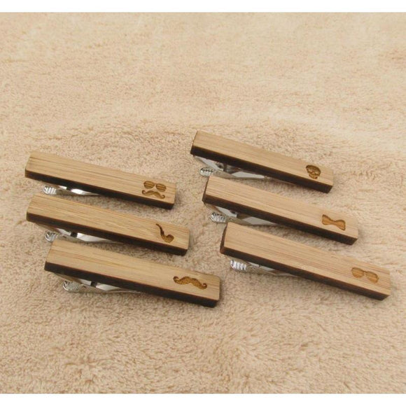 Gentlemen Mustache Collection Wooden Tie Bars/Clips-Tie Clips-Gentleman.Clothing