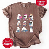 Ghost Reading Comfort Colors Shirt – Spooky Book Lover Halloween Tee-T-Shirt-Gentleman.Clothing