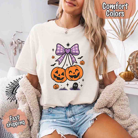 Halloween Cherries Comfort Colors Shirt – Trendy Pumpkin Tee-T-Shirt-Gentleman.Clothing
