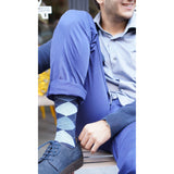 Men's Azure Argyle Socks-Socks-Gentleman.Clothing