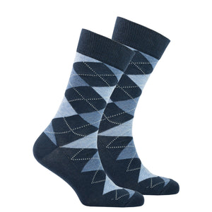 Men's Azure Argyle Socks-Socks-Gentleman.Clothing