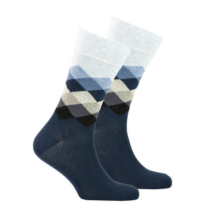 Men's Azure Diamond Socks-Socks-Gentleman.Clothing