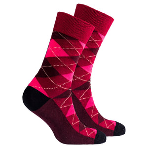 Men's Scarlet Argyle Socks-Socks-Gentleman.Clothing