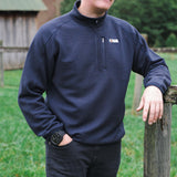 Men's Waffle 1/4 Zip Pullover (Navy)-Shirts-Gentleman.Clothing