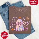 Neon Spooky Ghost Comfort Colors T-Shirt – Trendy Halloween Graphic Tee-T-Shirt-Gentleman.Clothing