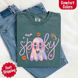 Neon Spooky Ghost Comfort Colors T-Shirt – Trendy Halloween Graphic Tee-T-Shirt-Gentleman.Clothing