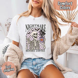 Nightmare Before Coffee Comfort Colors Shirt – Skeleton Funny Halloween Tee-T-Shirt-Gentleman.Clothing