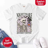Nightmare Before Coffee Comfort Colors Shirt – Skeleton Funny Halloween Tee-T-Shirt-Gentleman.Clothing