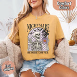 Nightmare Before Coffee Comfort Colors Shirt – Skeleton Funny Halloween Tee-T-Shirt-Gentleman.Clothing
