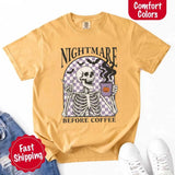 Nightmare Before Coffee Comfort Colors Shirt – Skeleton Funny Halloween Tee-T-Shirt-Gentleman.Clothing
