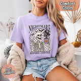 Nightmare Before Coffee Comfort Colors Shirt – Skeleton Funny Halloween Tee-T-Shirt-Gentleman.Clothing