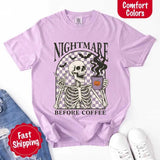 Nightmare Before Coffee Comfort Colors Shirt – Skeleton Funny Halloween Tee-T-Shirt-Gentleman.Clothing