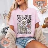 Nightmare Before Coffee Comfort Colors Shirt – Skeleton Funny Halloween Tee-T-Shirt-Gentleman.Clothing