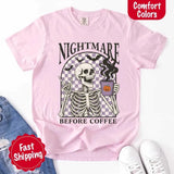 Nightmare Before Coffee Comfort Colors Shirt – Skeleton Funny Halloween Tee-T-Shirt-Gentleman.Clothing