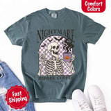 Nightmare Before Coffee Comfort Colors Shirt – Skeleton Funny Halloween Tee-T-Shirt-Gentleman.Clothing