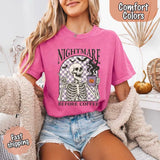 Nightmare Before Coffee Comfort Colors Shirt – Skeleton Funny Halloween Tee-T-Shirt-Gentleman.Clothing