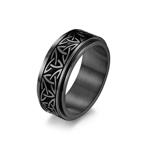 Nordic Norwegian Viking Triangle Rotatable Titanium Steel Ring-Rings-Gentleman.Clothing