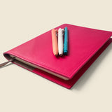 Refillable A5 Leather Notebook Cover – Pink-Notebook Cover-Gentleman.Clothing