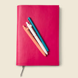Refillable A5 Leather Notebook Cover – Pink-Notebook Cover-Gentleman.Clothing