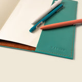 Refillable A5 Leather Notebook Cover – Teal-Notebook Cover-Gentleman.Clothing