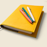 Refillable A5 Leather Notebook Cover – Yellow-Notebook Cover-Gentleman.Clothing