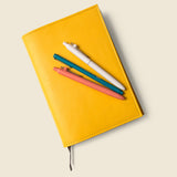Refillable A5 Leather Notebook Cover – Yellow-Notebook Cover-Gentleman.Clothing