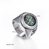 Stainless Steel Sailing Rings with Compass-Rings-Gentleman.Clothing