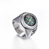 Stainless Steel Sailing Rings with Compass-Rings-Gentleman.Clothing