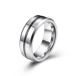 Tungsten Simple Men's Ring with Colored Ribbon Wear Resistant Ring-Rings-Gentleman.Clothing