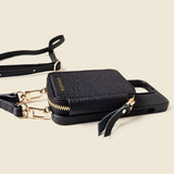 iPhone Case and Wallet with Long Strap - Black-Gentleman.Clothing