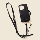 iPhone Case and Wallet with Long Strap - Black-Gentleman.Clothing
