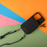 iPhone Case and Wallet with Long Strap - Black-Gentleman.Clothing