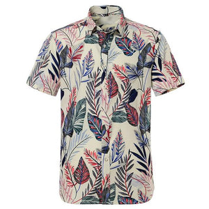 Beige Palm Hawaiian Cotton Short Sleeve Shirt-Shirt-Gentleman.Clothing