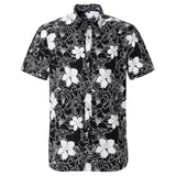 Black Hibiscus Hawaiian Cotton Short Sleeve Shirt-Shirt-Gentleman.Clothing
