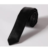 Black Leather Skinny Tie-Skinny Ties-Gentleman.Clothing