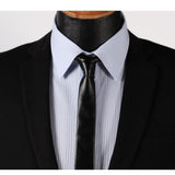Black Leather Skinny Tie-Skinny Ties-Gentleman.Clothing