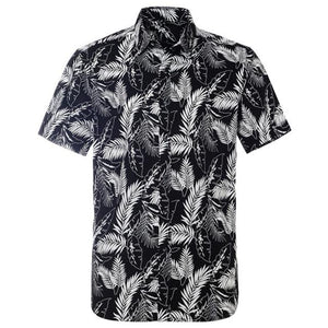 Black Palm Hawaiian Cotton Short Sleeve Shirt-Shirt-Gentleman.Clothing