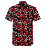 Black Rose Hawaiian Cotton Short Sleeve Shirt-Shirt-Gentleman.Clothing