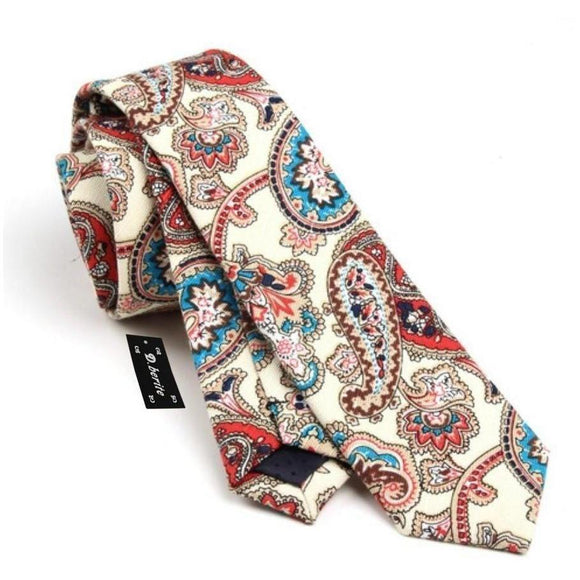 Classic Cashew Flower Print Skinny Tie-Skinny Ties-Gentleman.Clothing