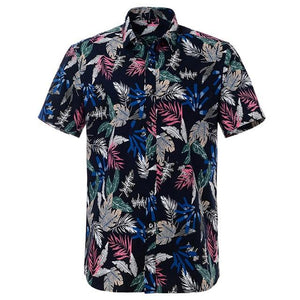 Dark Neon Hawaiian Cotton Short Sleeve Shirt-Shirt-Gentleman.Clothing