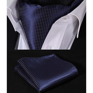 Dazzling Blue Silk Ascot/Cravat Tie & Handkerchief-Ascot Ties-Gentleman.Clothing