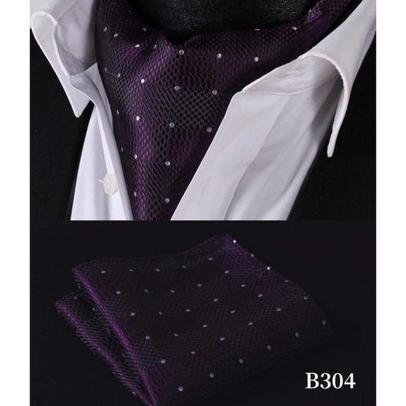 Dazzling Purple Silk Ascot/Cravat Tie & Handkerchief-Ascot Ties-Gentleman.Clothing