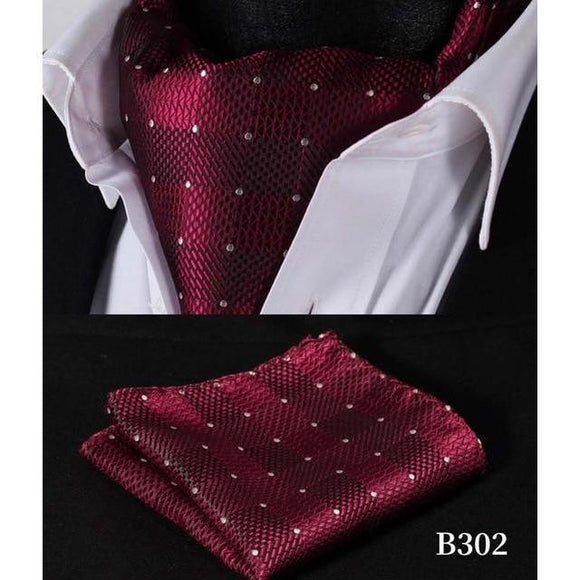 Dazzling Red Silk Ascot/Cravat Tie & Handkerchief-Ascot Ties-Gentleman.Clothing