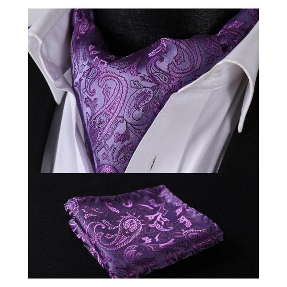 Flowery Silk Ascot/Cravat Tie & Handkerchief Collection-Ascot Ties-Gentleman.Clothing